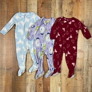 Carter's 18 Months Fleece Zipper Footie Pajama Bundle Fall Winter Llama Sheep